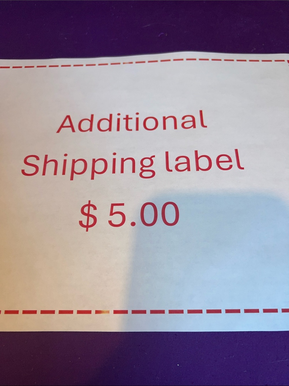 Additional Shipping Label - White with Red Print